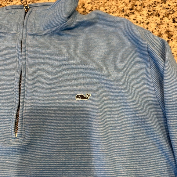 Vineyard Vines Men's Saltwater Quarter Zip Pullover Light Blue - Medium - Picture 2 of 6